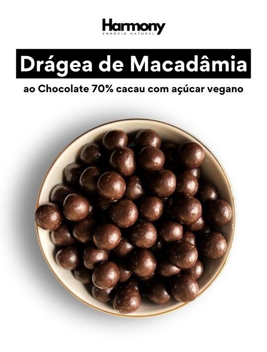 Drágea de Macadâmia ao Chocolate 70% Cacau (Vegano)