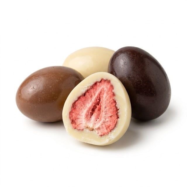 Trio de Drágeas de Morango Liofilizados (Freeze Dried)