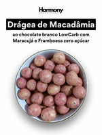 Drágea LowCarb de Macadâmia com Maracujá e Framboesa (Zero Açúcar, Vegano)