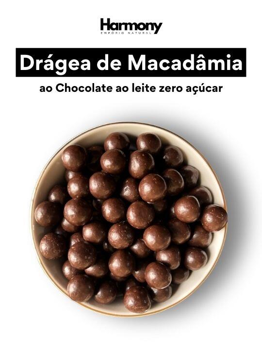 Drágea de Macadâmia ao Chocolate ao Leite (Zero Açúcar)