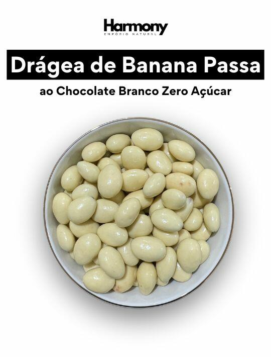 Drágea de Banana Passa ao Chocolate Branco (Zero Açúcar)