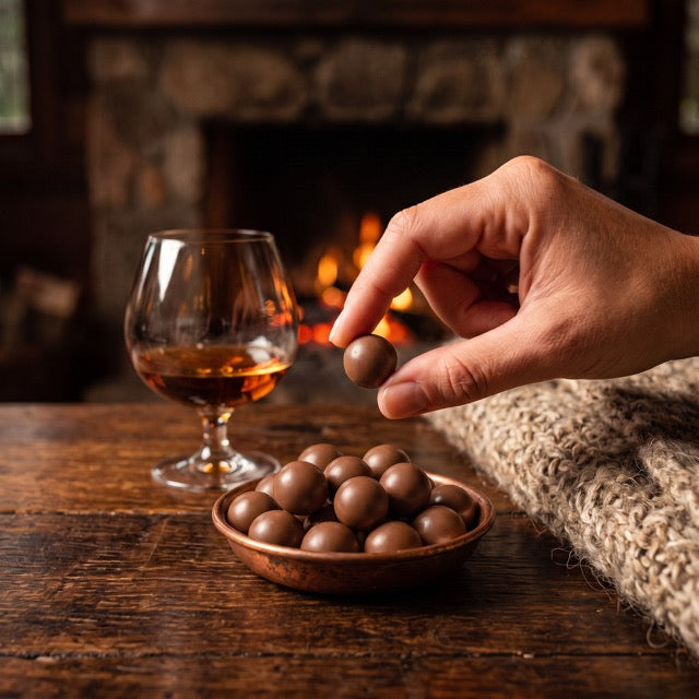 Drágea de Licor de Conhaque ao Chocolate ao Leite