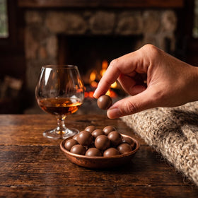 Drágea de Licor de Conhaque ao Chocolate ao Leite