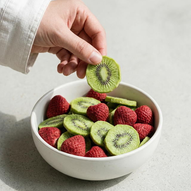 Kiwi e Morango Chips Liofilizado (Freeze Dried)